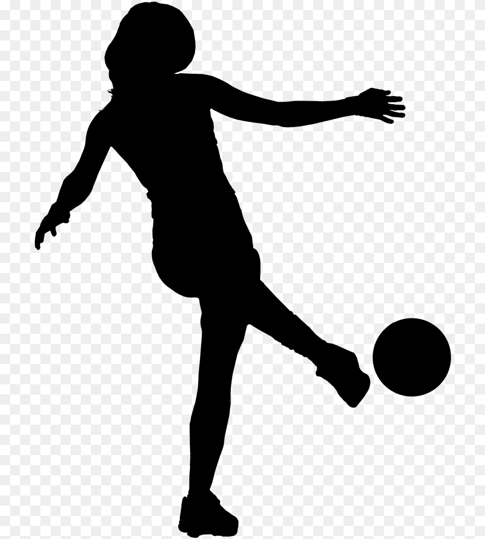 Silhouette Soccer Sports Black Football Kick, Gray Free Transparent Png