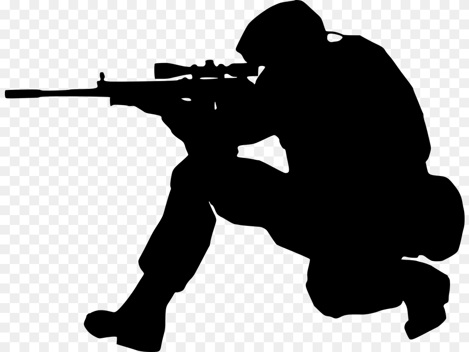 Silhouette Soldier Gun Isolated Man Military Pubg, Gray Free Png Download