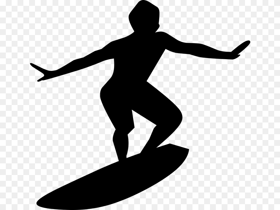 Silhouette Surfboard Sport Isolated Man Adventure Silhueta Surfista, Gray Free Png Download