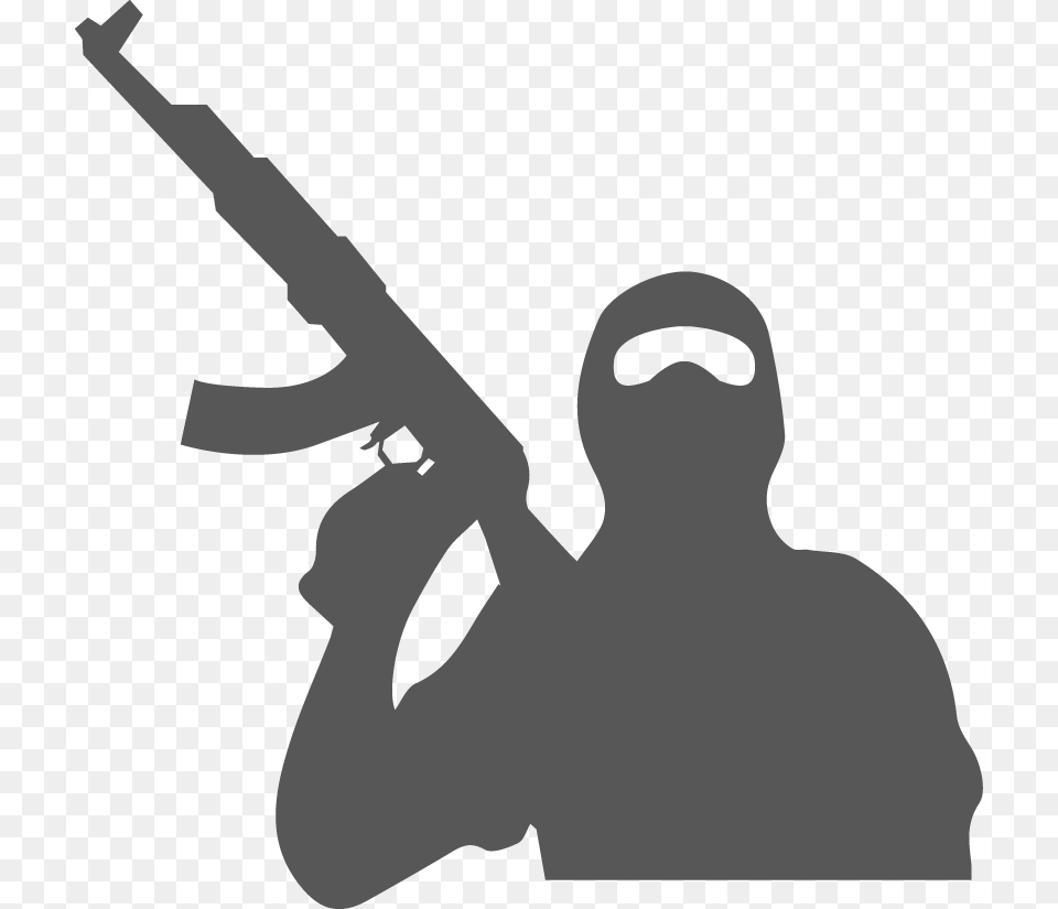 Silhouette Terrorism Black Transparent Terrorist Clipart, Firearm, Gun, Rifle, Weapon Png Image