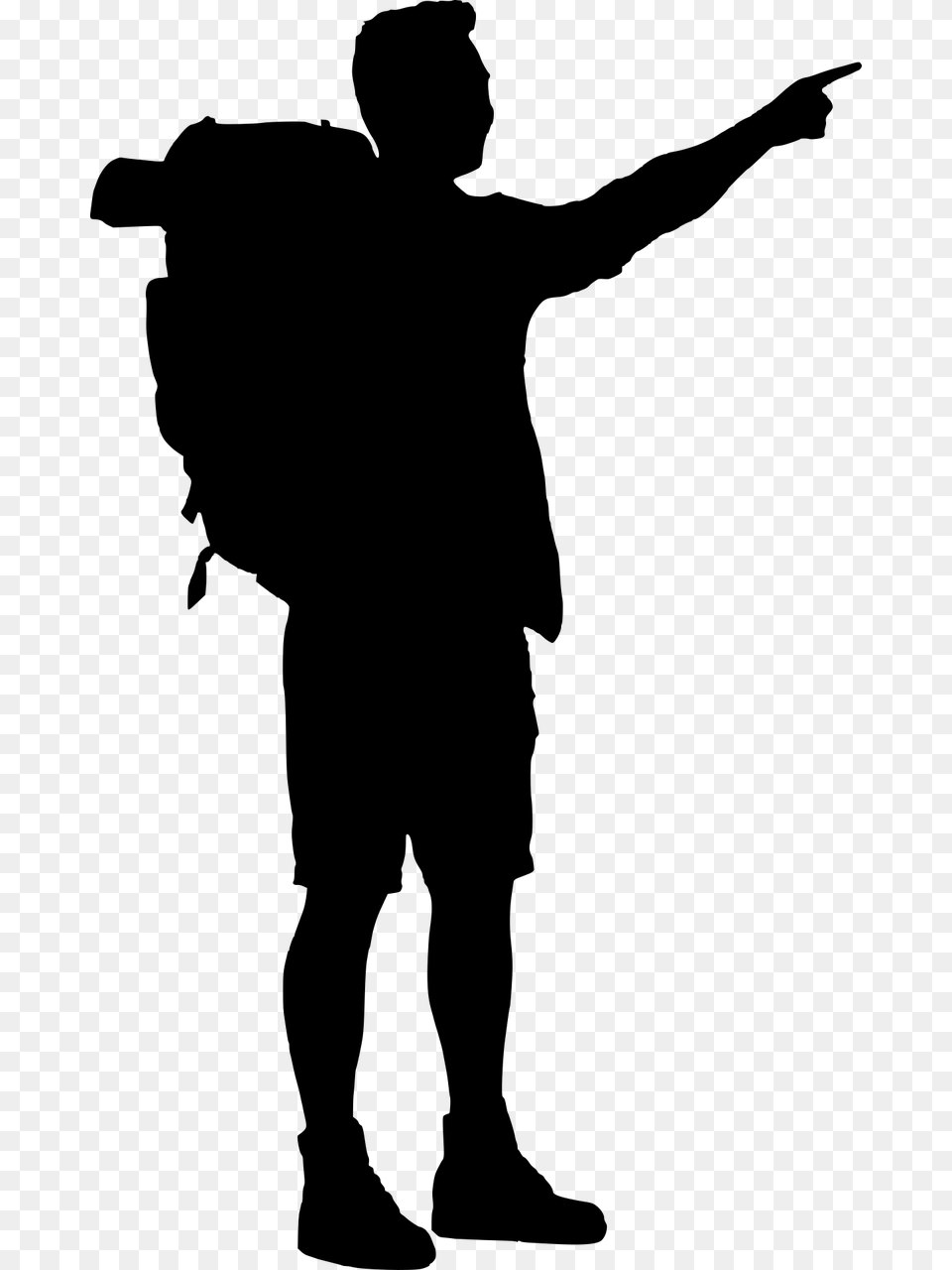 Silhouette Traveler, Gray Free Png