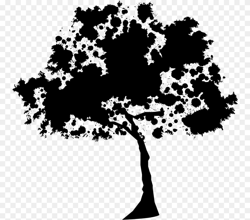 Silhouette Tree Oak Silhouette, Gray Free Transparent Png