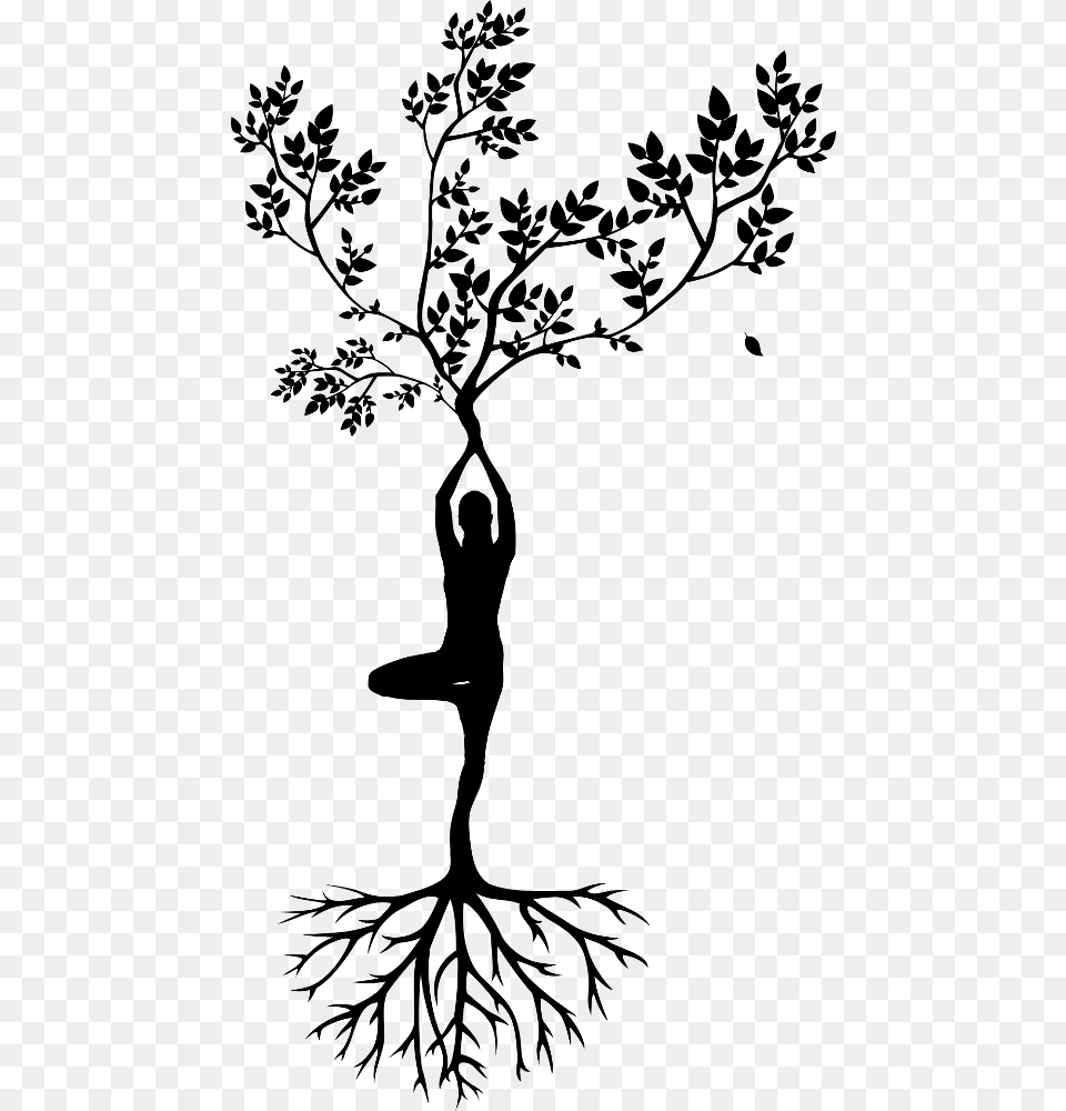 Silhouette Tree With Girl, Gray Free Png