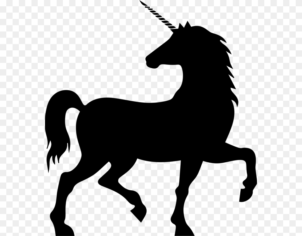 Silhouette Unicorn Drawing Horse Head Mask, Gray Png