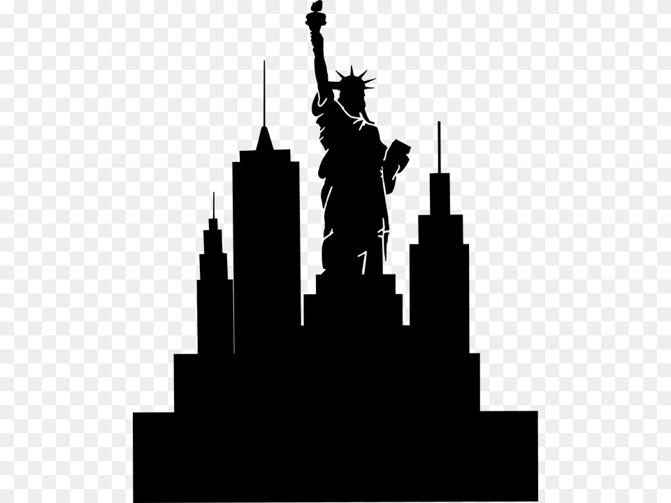 Silhouette Usa America Freedom July4th Statue Of Liberty, Gray Png Image