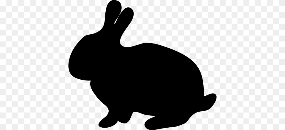 Silhouette Vector Drawing Of Bunny, Gray Png Image