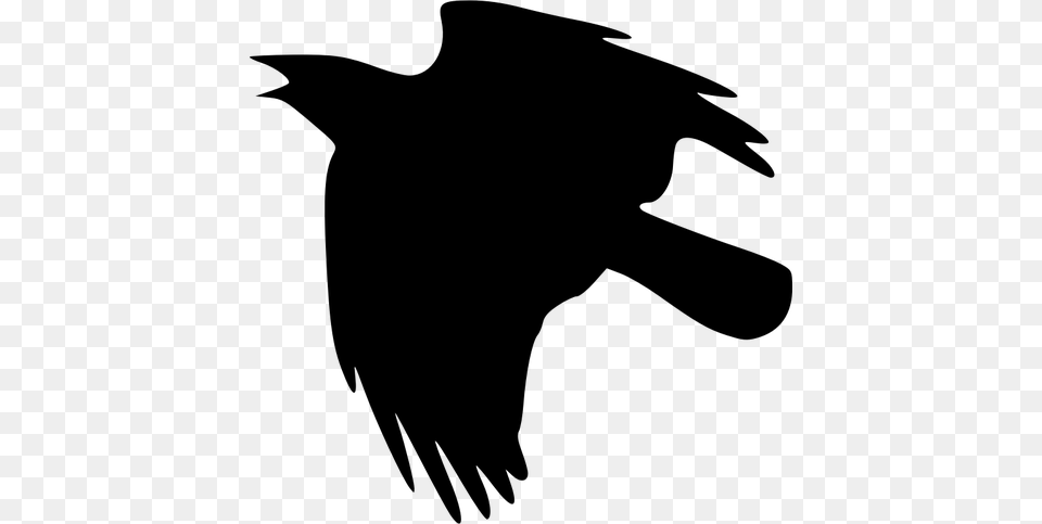 Silhouette Vector Image Of Crow Flying Up, Gray Free Png Download