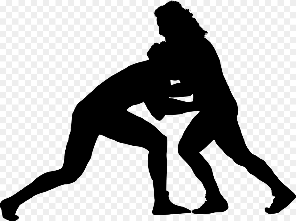 Silhouette Vector Wrestling Clipart, Gray Free Transparent Png