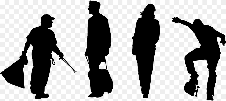 Silhouette Walking People, Gray Png Image