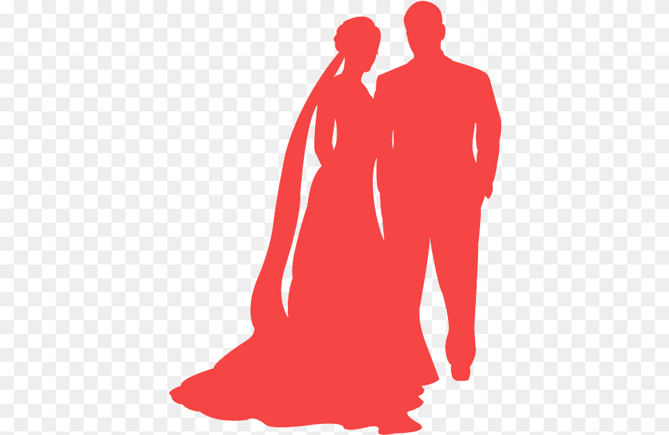 Silhouette Wedding Couple Red, Sleeve, Gown, Formal Wear, Fashion Png Image