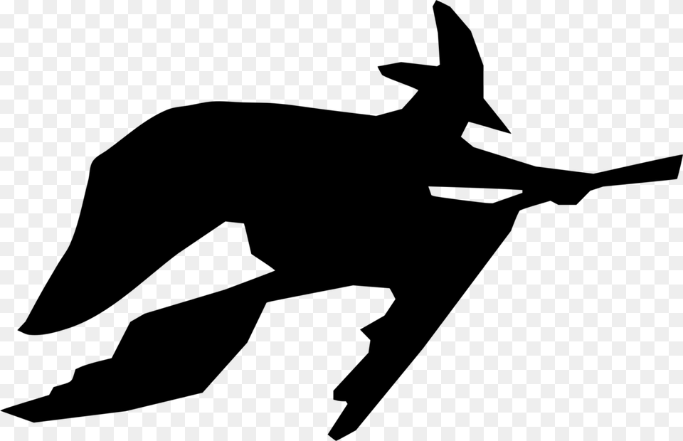 Silhouette Witchcraft Magician Cartoon Dog, Gray Free Png Download