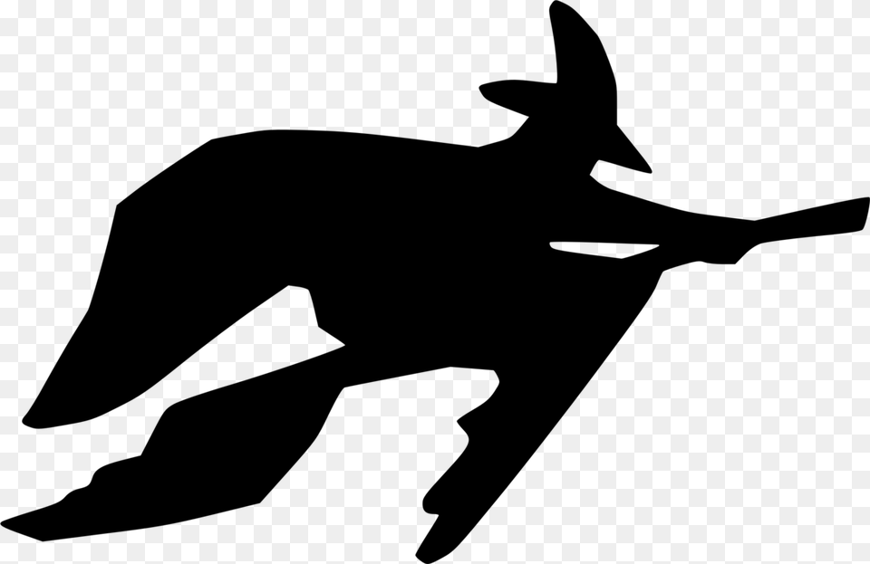 Silhouette Witchcraft Magician Dog Cartoon, Gray Free Png