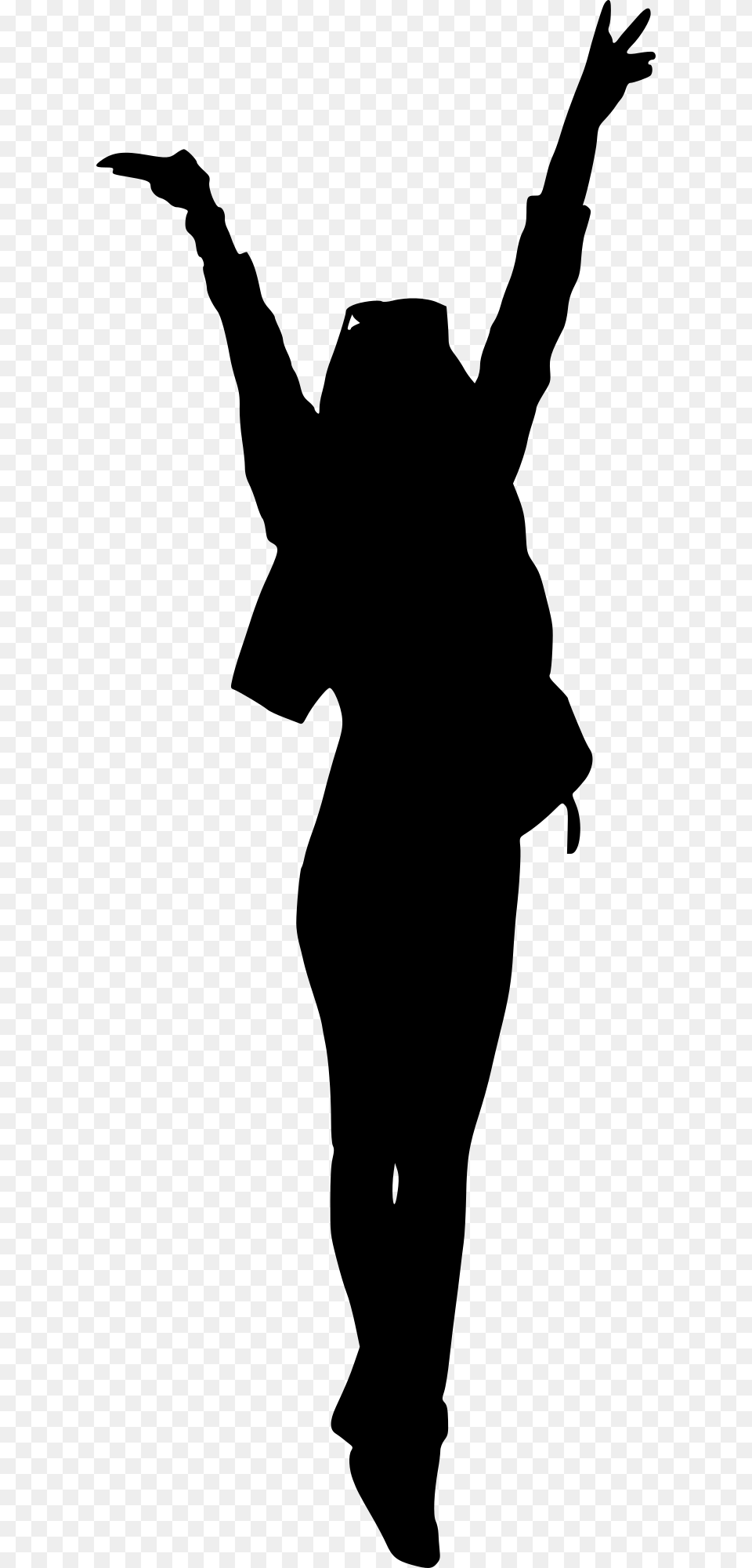 Silhouette With Hand Up, Gray Free Png