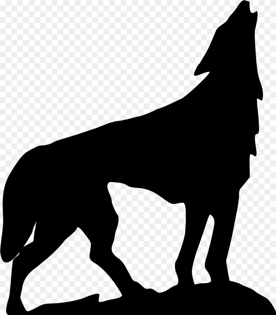 Silhouette Wolf Howling At Howling Wolf Silhouette Transparent, Gray Png