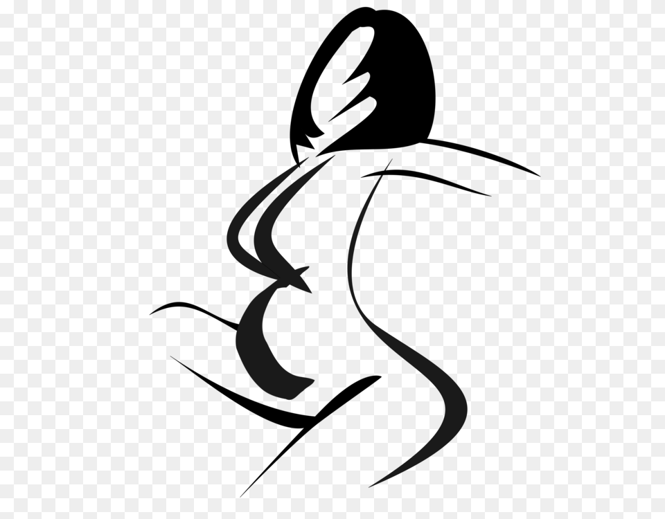 Silhouette Woman Female Black And White Drawing, Nature, Night, Outdoors Free Png