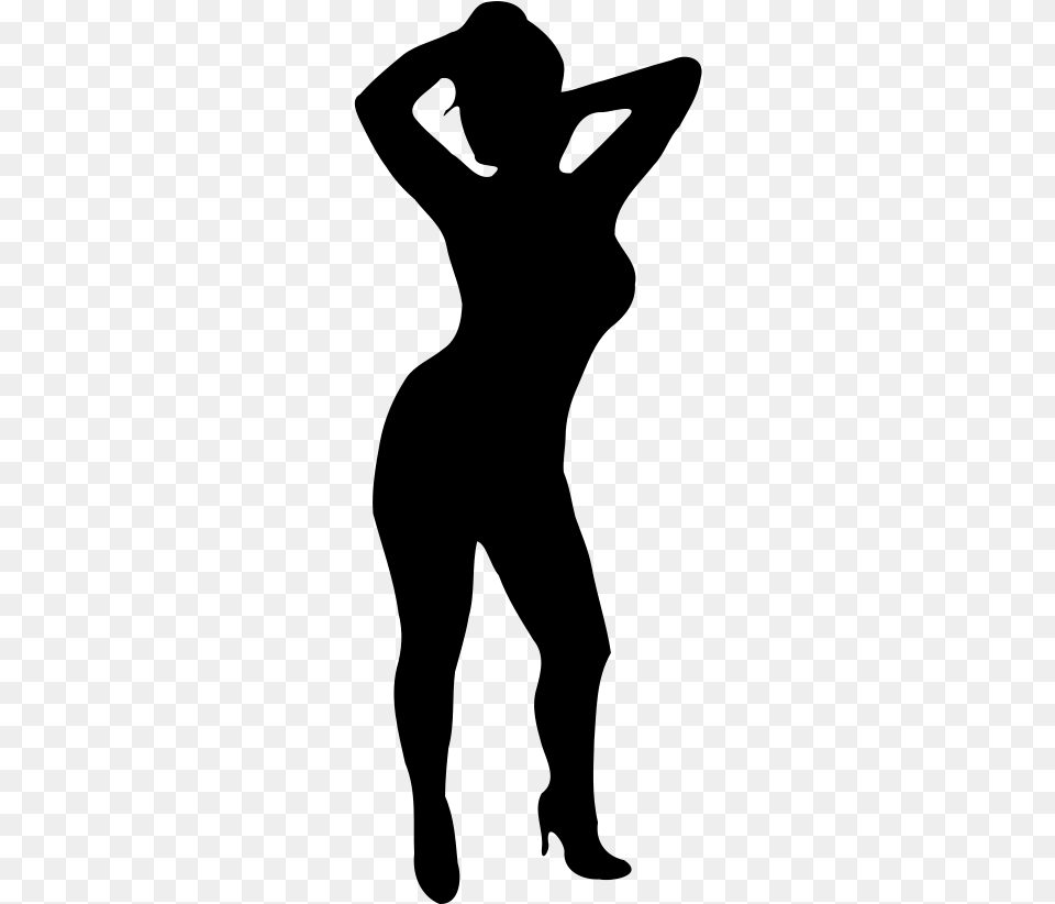 Silhouette Woman Female Clip Art Curvy Black Woman Silhouette, Gray Free Transparent Png