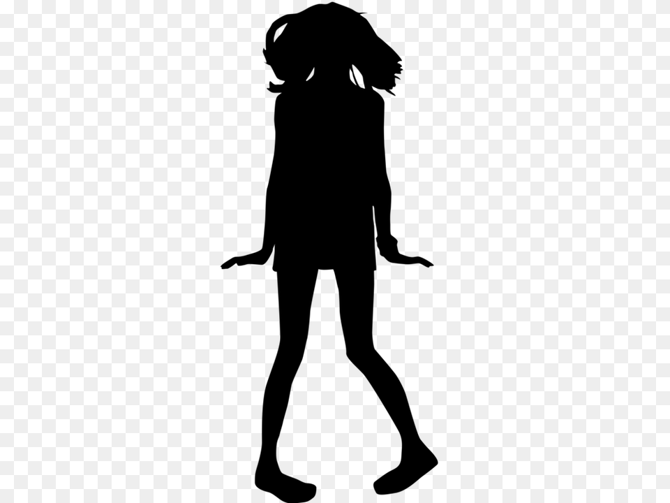 Silhouette Woman Female Shadow Girl, Gray Png
