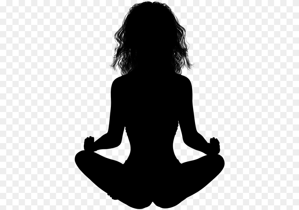 Silhouette Woman Girl Sitting Legged Yoga Slim Silhouette Of A Woman Sitting, Gray Png Image