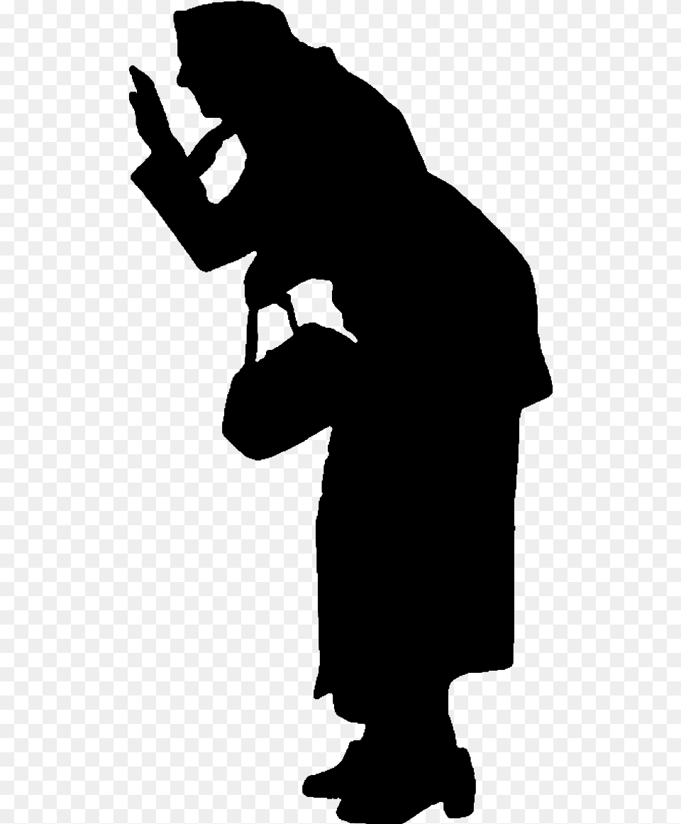 Silhouette Woman Old Age Human Behavior Old Woman Silhouette, Gray Png Image