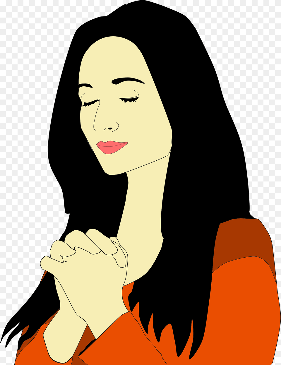 Silhouette Woman Praying At Getdrawings Mujer Orando Dibujo, Adult, Person, Female, Face Free Png