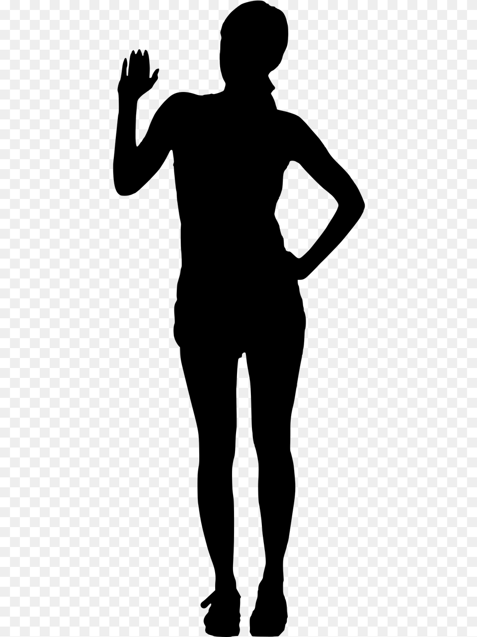 Silhouette Woman Raising Hand, Gray Free Transparent Png