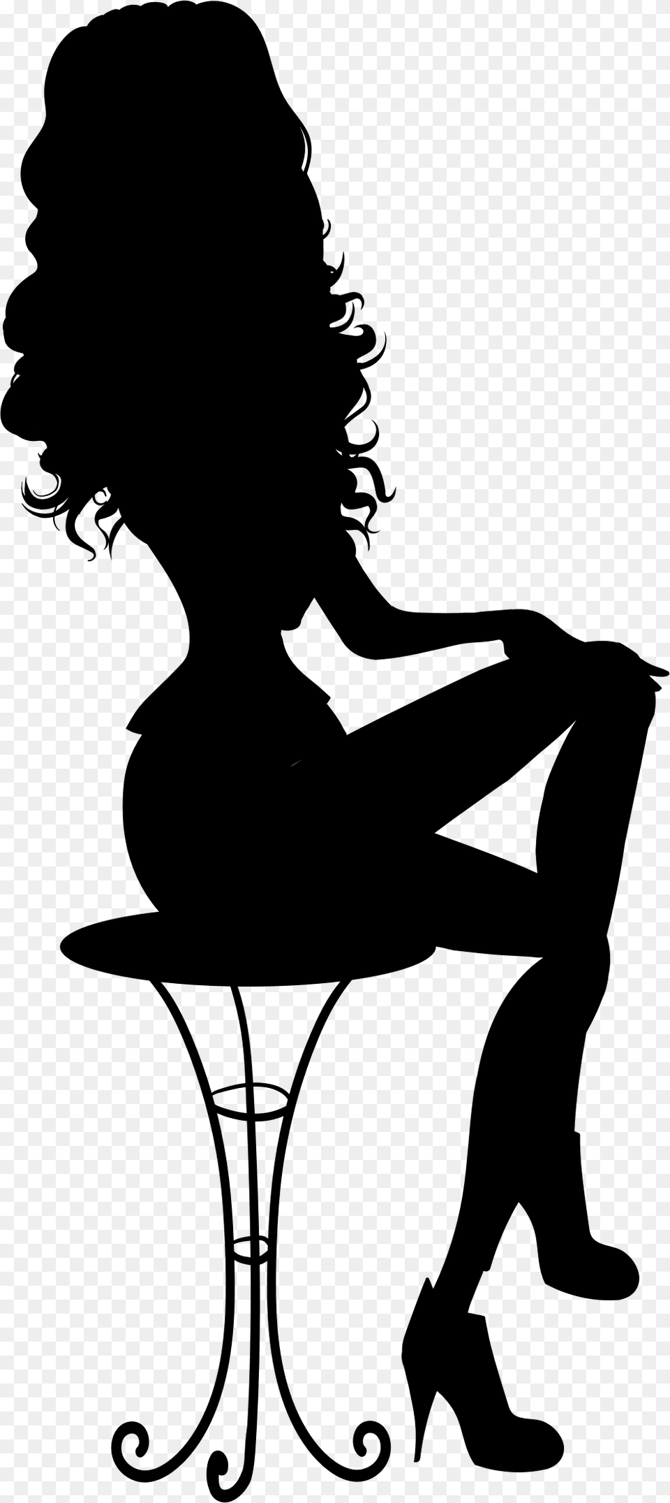 Silhouette Woman Sitting Down, Gray Free Transparent Png