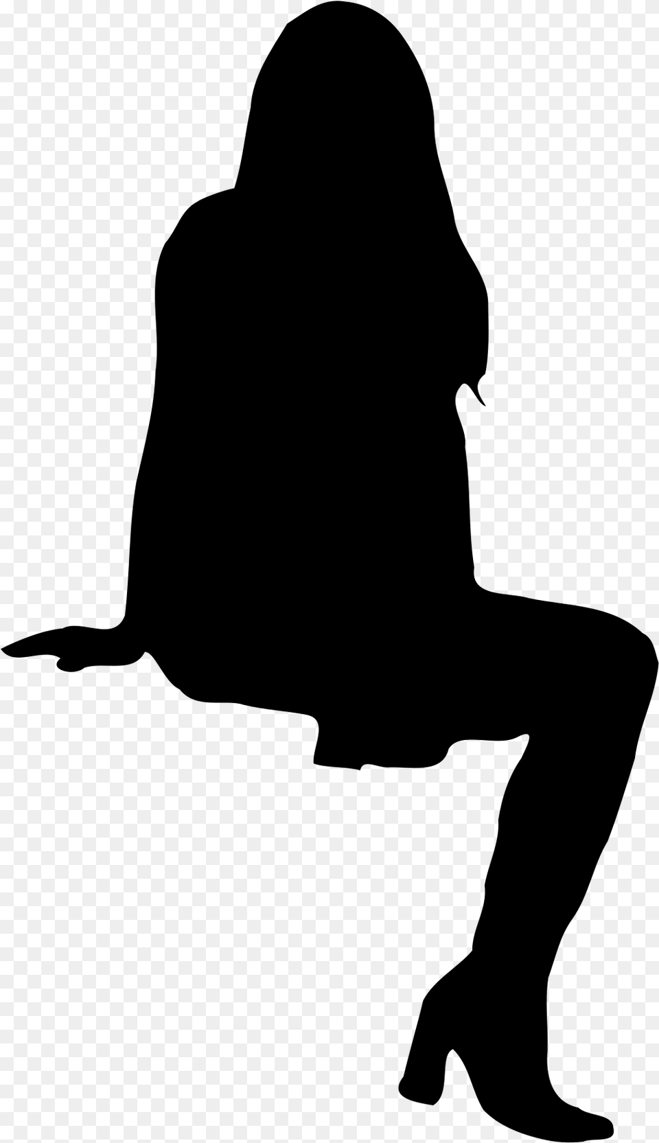 Silhouette Woman Sitting Silhouette, Gray Free Transparent Png