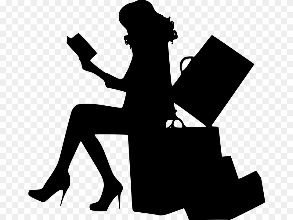 Silhouette Woman Traveling Waiting Luggage Leave A Review Author, Gray Free Transparent Png