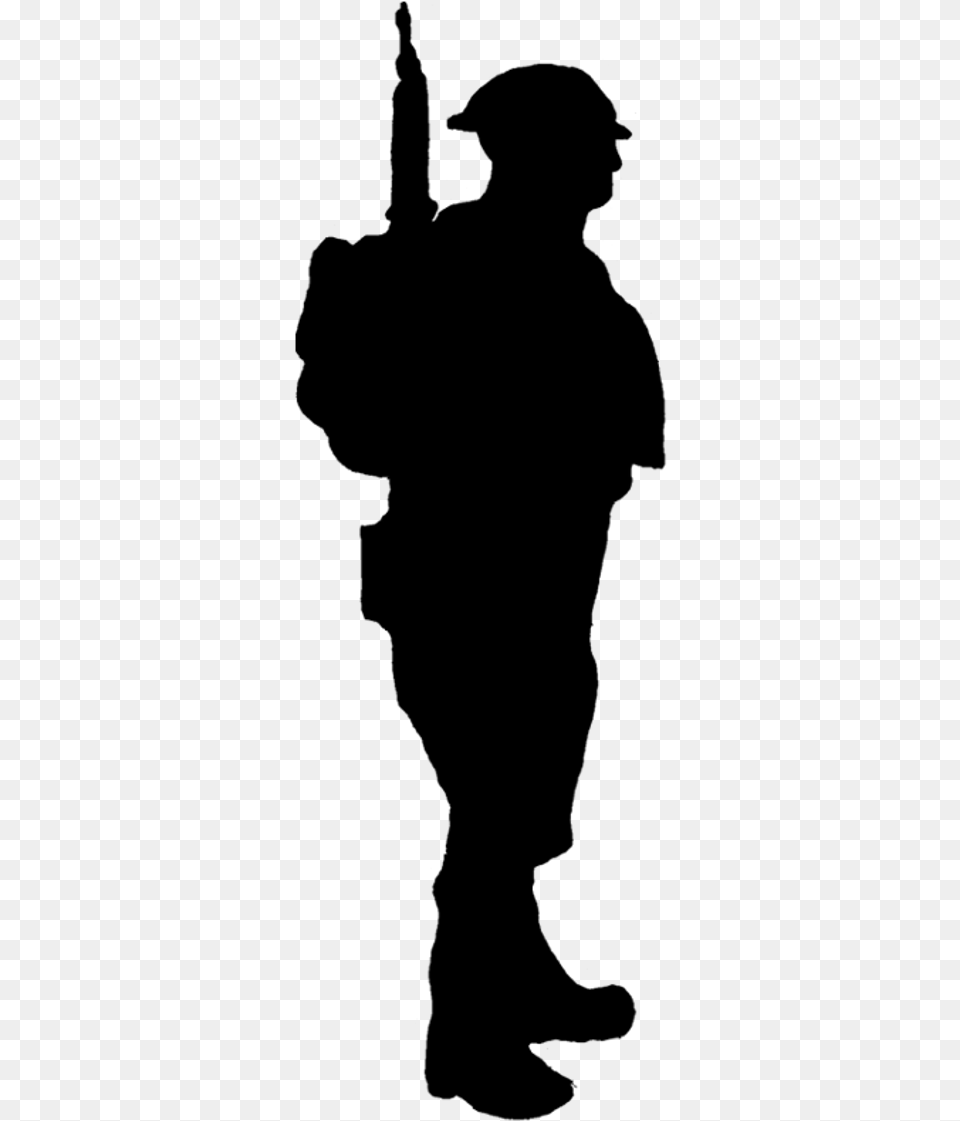 Silhouette Ww1 Soldier Outline, Gray Png