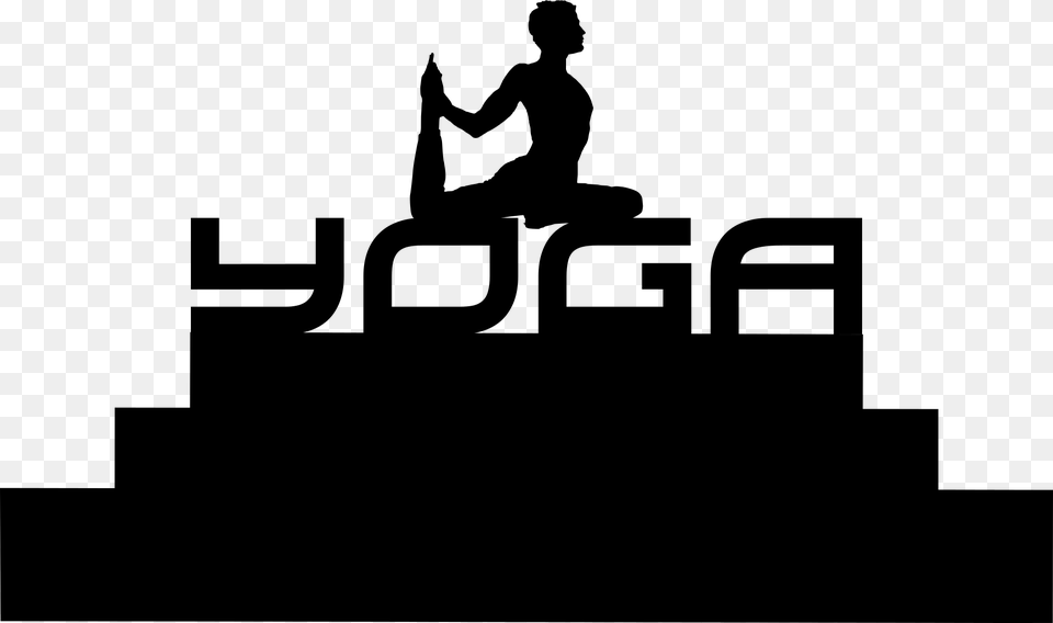 Silhouette Yoga Man Design Isolated Young Gym Yoga, Gray Png Image