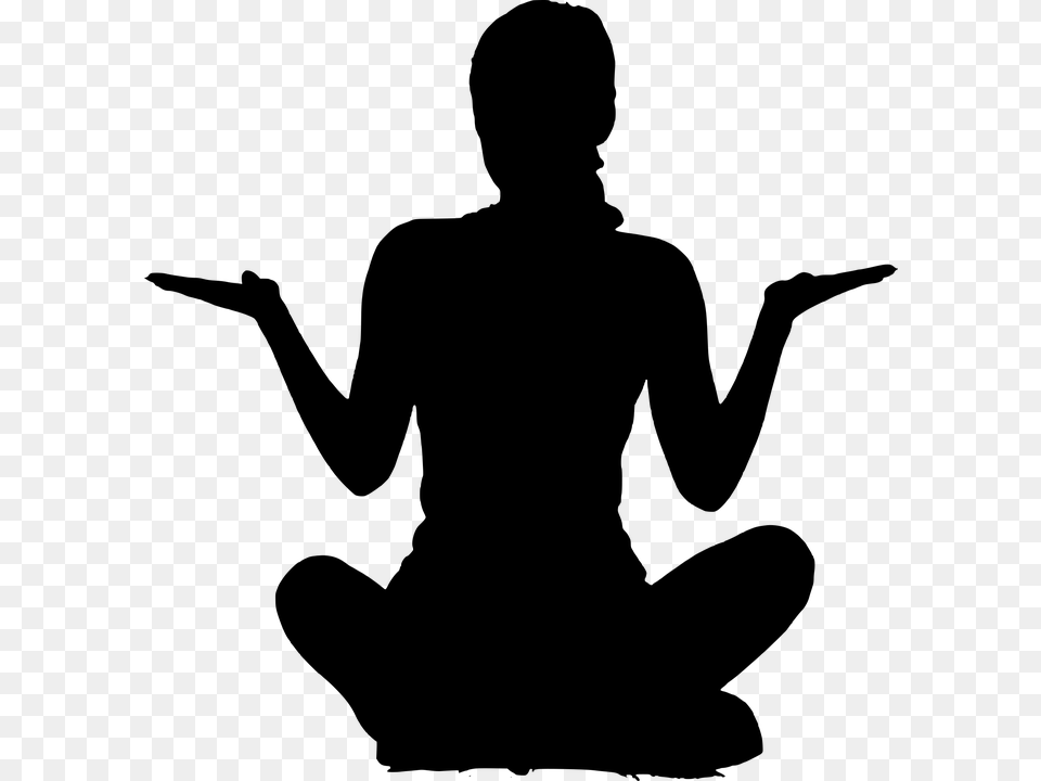 Silhouette Yoga Young Woman Vibrant Sport Sitting Yoga Clip Art, Gray Free Png Download