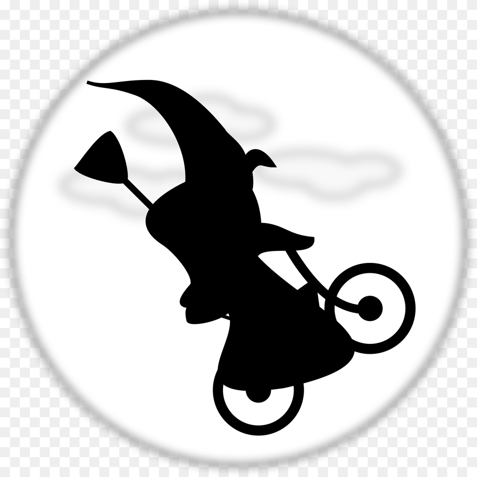 Silhouetted Witch Flying On A Bicycle Witch On Bike Cartoon, Silhouette, Stencil Free Transparent Png