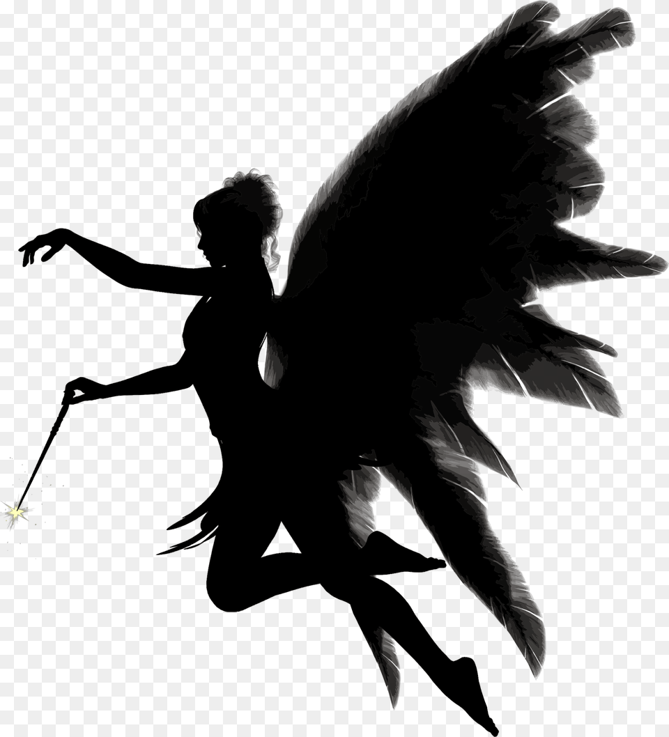 Silhouettemonochrome Photographysupernatural Creature Dark Angel, Silhouette, Person, Adult, Male Free Transparent Png