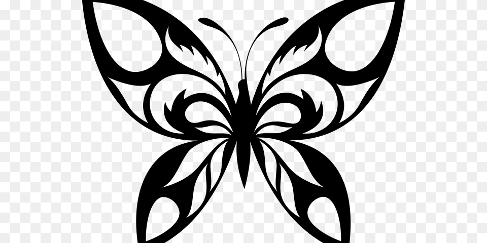 Silhouettes Clipart Flying Butterfly, Gray Free Png
