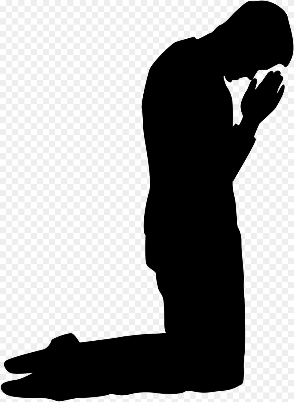 Silhouettes Man Kneeling In Prayer, Person, Adult, Male Free Png