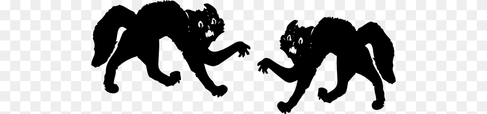 Silhouettes Of Cats Fighting, Silhouette, Stencil, Animal, Bear Free Png Download