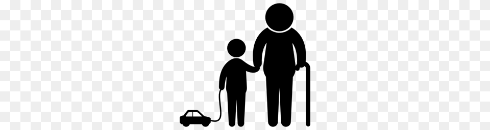 Silhouettes People Grandson Grandfather Persons Familiar, Gray Png Image