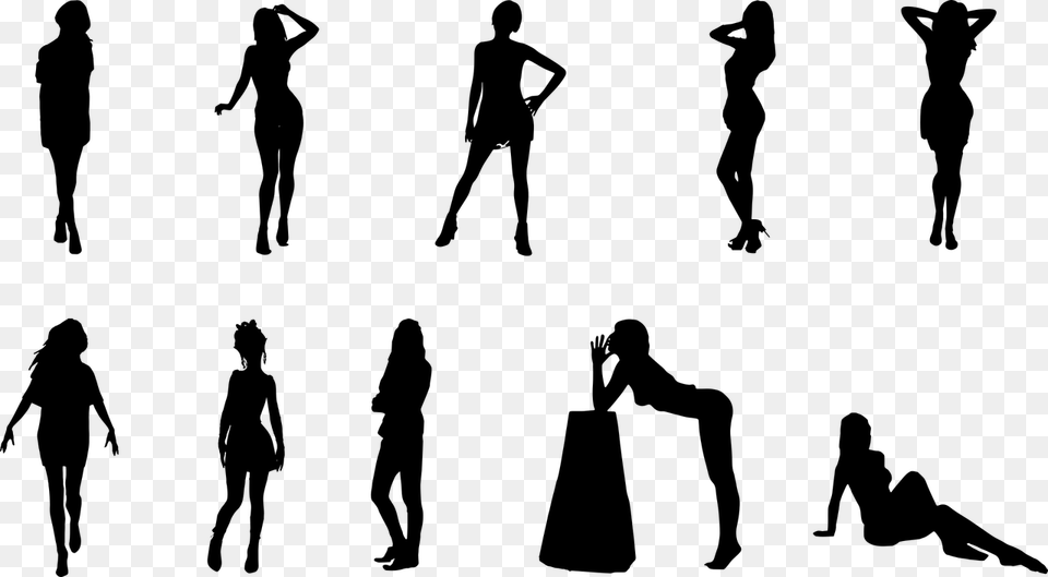 Silhouettes Silhouette Woman Woman Silhouette Woman Silhouette, Gray Free Transparent Png