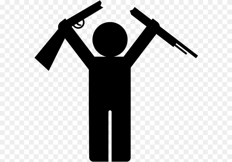Silhouettesymboljoint Stick Man Gun Transparent, Gray Png Image