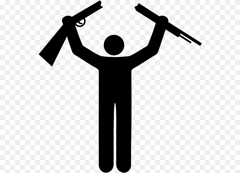 Silhouettesymboljoint Stick Man With Gun, Gray Png