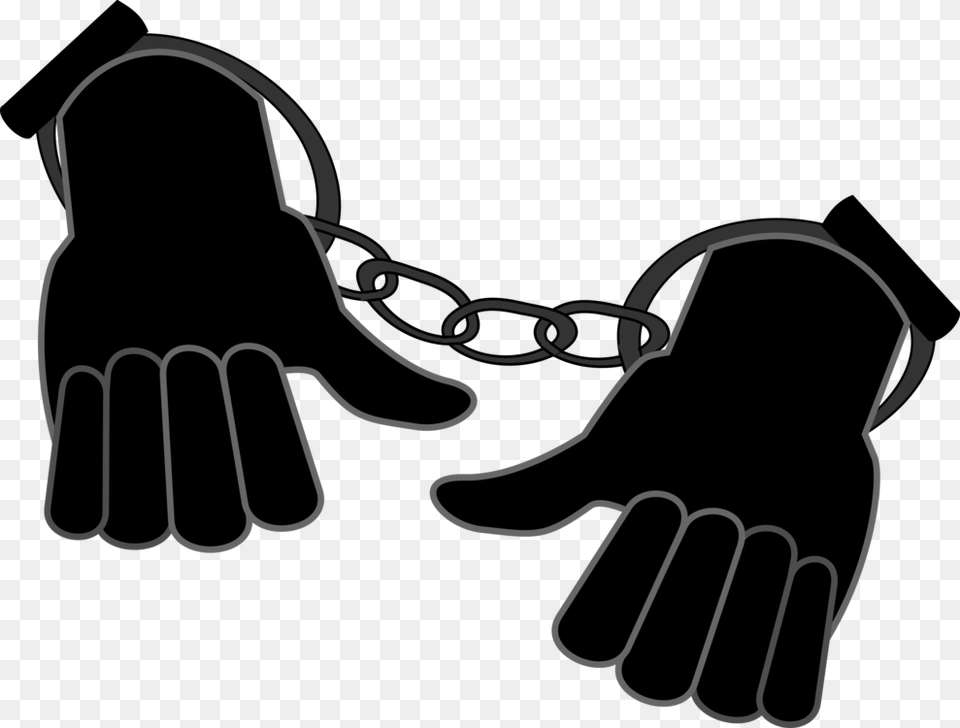 Silhouettethumbglove Hands In Hand Cuffs Silhouette, Body Part, Person, Smoke Pipe Free Png Download