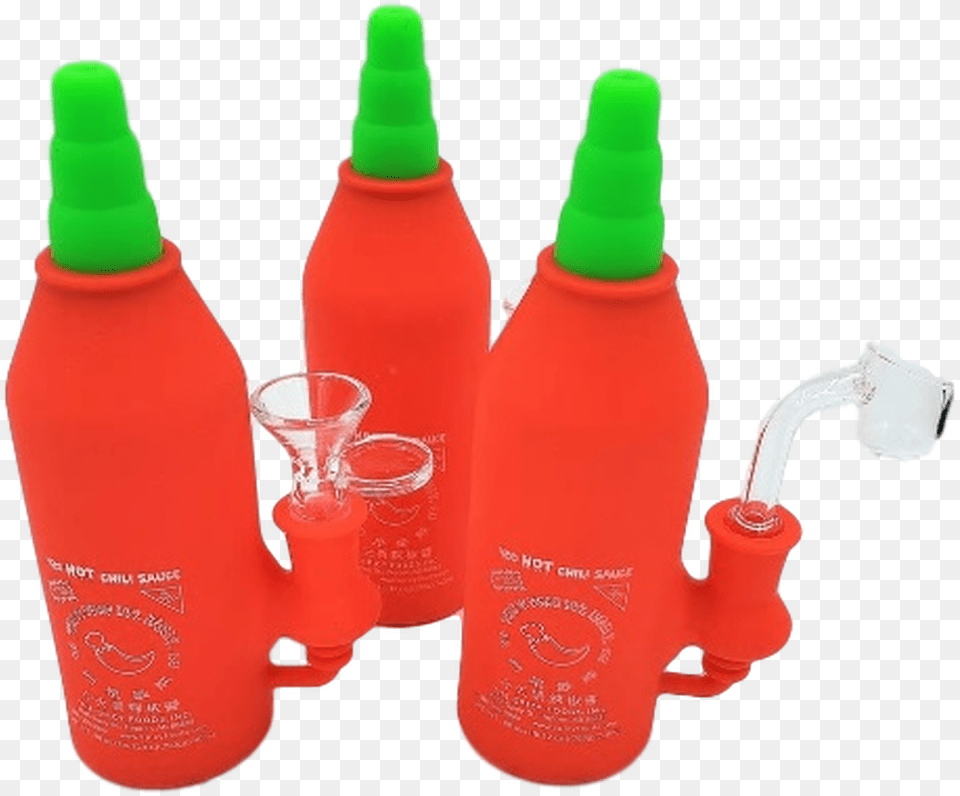 Silicone Sriracha Bottle Red With 14mm Male Quartz Banger And Flower Bowl, Cup, Food, Ketchup Free Png Download