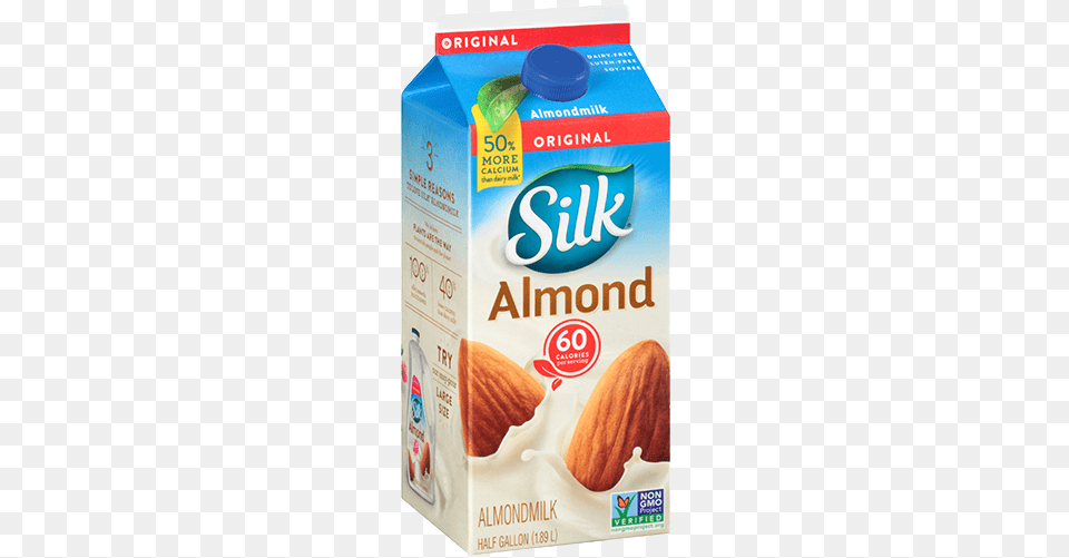 Silk Almond Milk Half Gallon Silk Almond Milk Original Unsweetened, Food, Produce, Grain, Seed Free Transparent Png