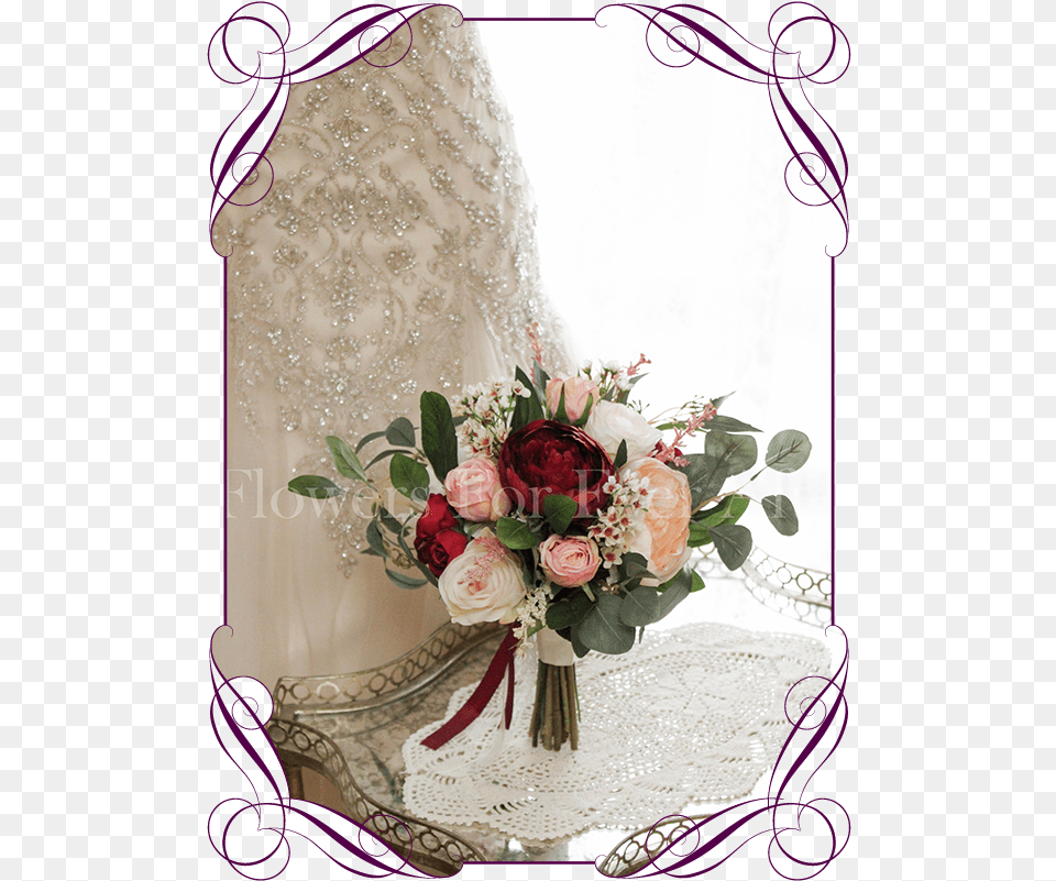 Silk Artificial Burgundy And Blush Bridesmaid Posy Garden Roses, Flower Bouquet, Graphics, Plant, Flower Arrangement Png