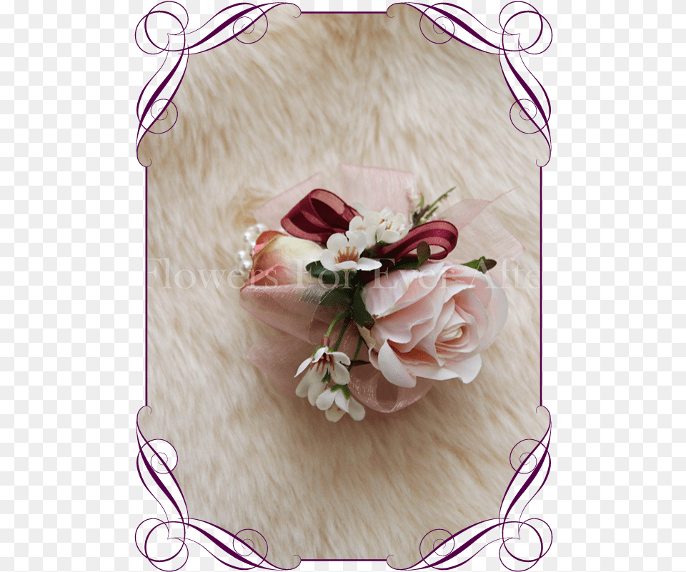 Silk Artificial Burgundy And Blush Ladies Wrist Corsage Flower Bouquet, Flower Bouquet, Plant, Flower Arrangement, Floral Design Free Png Download