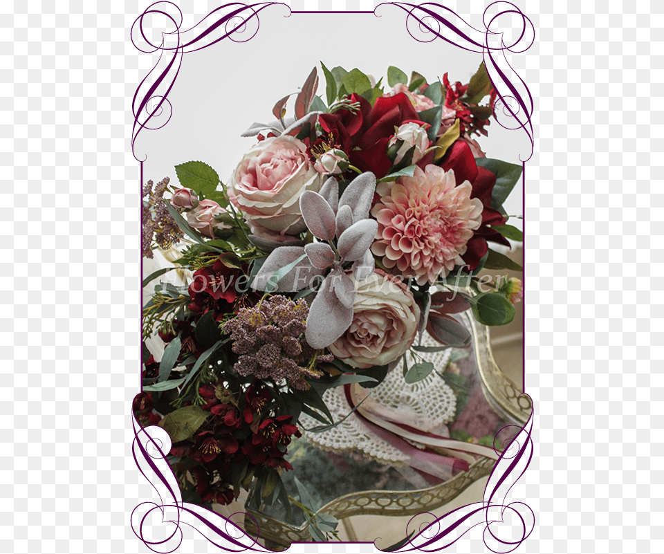 Silk Artificial Dusty Pink Blush Mauve And Burgundy Bouquet, Rose, Plant, Flower Bouquet, Flower Arrangement Free Transparent Png