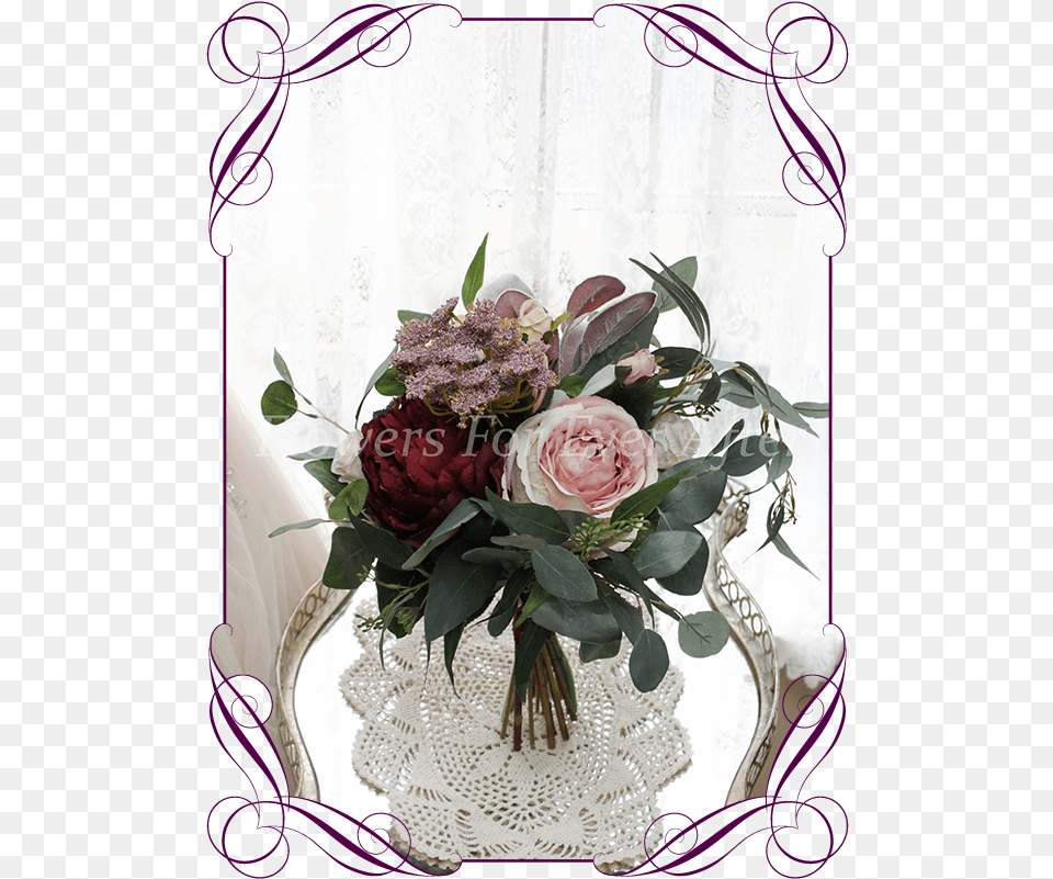 Silk Artificial Dusty Pink Blush Mauve And Burgundy Flower Bouquet, Flower Arrangement, Flower Bouquet, Plant, Rose Free Png Download