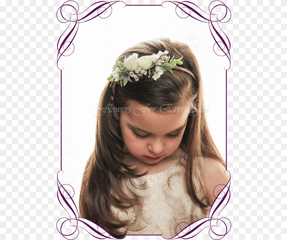 Silk Artificial Flower Girl Head Band Floral Head Piece Rustic Navy Wedding Bouquet, Accessories, Child, Person, Female Free Png
