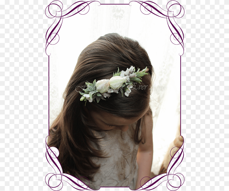 Silk Artificial Flower Girl Head Band Floral Head Piece Wedding Basket For Flower Girl, Accessories, Plant, Person, Flower Bouquet Free Png