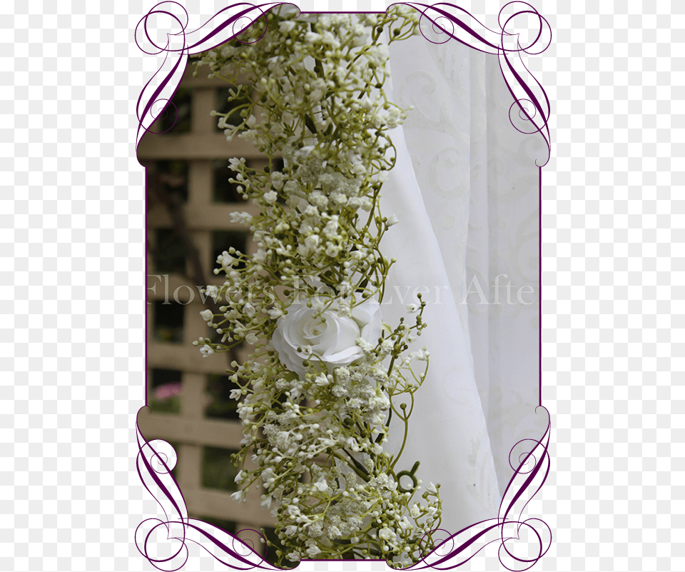 Silk Artificial White Rose And Baby S Breath Wedding, Art, Plant, Pattern, Graphics Free Png